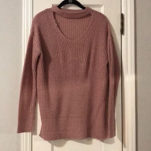 Pink keyhole sweater